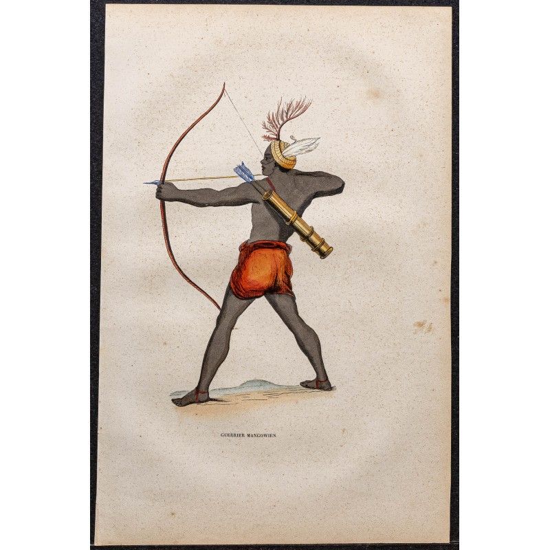 Gravure de 1843 - Guerrier d'Erromango (Vanuatu) - 1