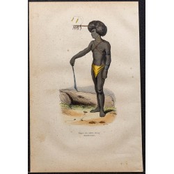 Gravure de 1843 - Papou de Nouvelle-Guinée - 1