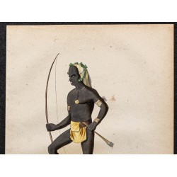Gravure de 1843 - Indigène des îles Salomon (Vanikoro) - 2