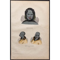 Gravure de 1843 - Aborigènes d'Australie - 1