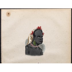 Gravure de 1843 - Chef de Vanou (Vanikoro) - 2