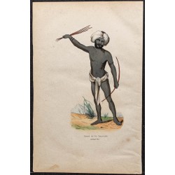 Gravure de 1843 - Indigène de l'île de Vatulele (Fidji) - 1