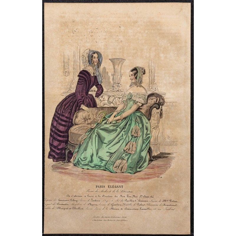 Gravure de 1844 - Gravure de mode du paris élégant - 1