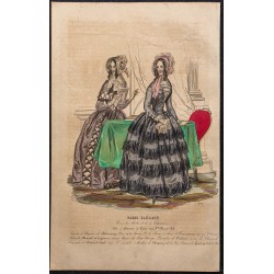 Gravure de 1844 - Gravure de mode du paris élégant - 1