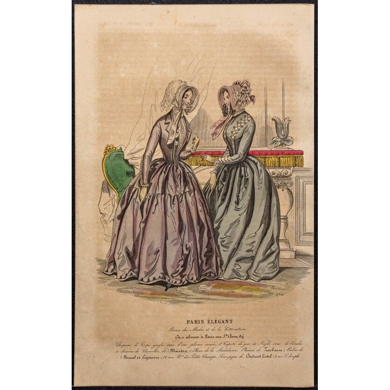 Gravure de 1844 - Gravure de mode du paris élégant - 1