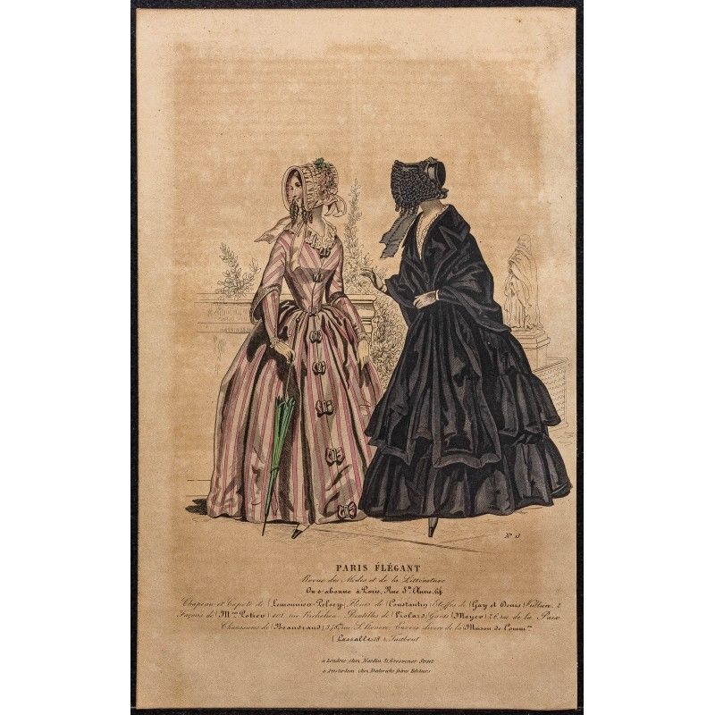 Gravure de 1844 - Gravure de mode du paris élégant - 1