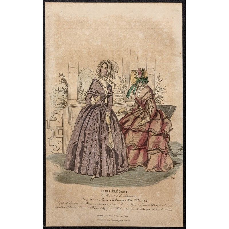 Gravure de 1844 - Gravure de mode du paris élégant - 1