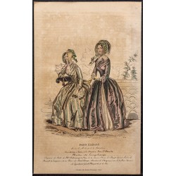 Gravure de 1844 - Gravure de mode du paris élégant - 1