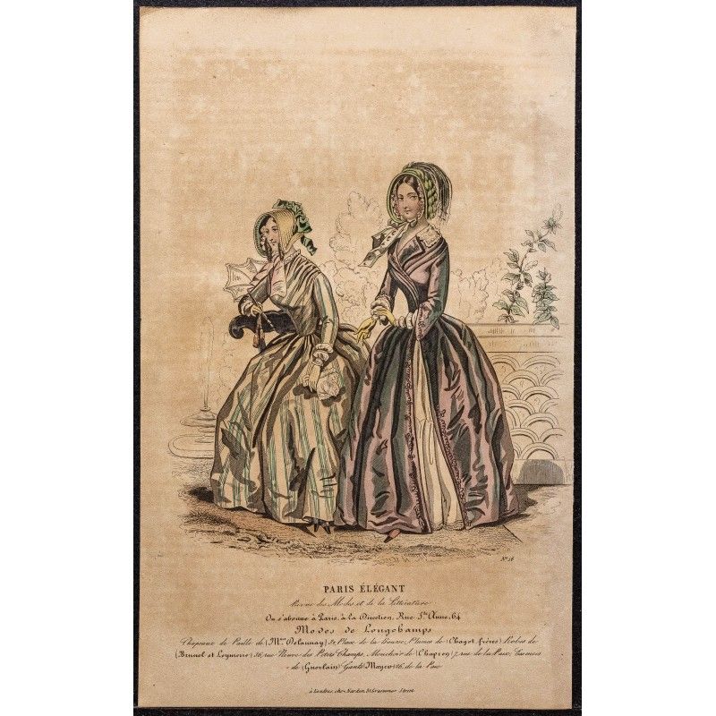 Gravure de 1844 - Gravure de mode du paris élégant - 1