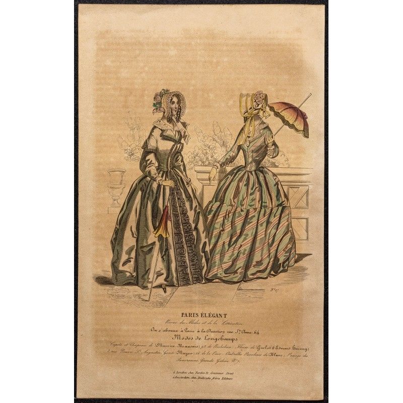 Gravure de 1844 - Gravure de mode du paris élégant - 1