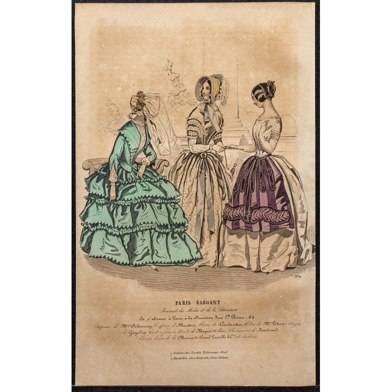 Gravure de 1844 - Gravure de mode du paris élégant - 1