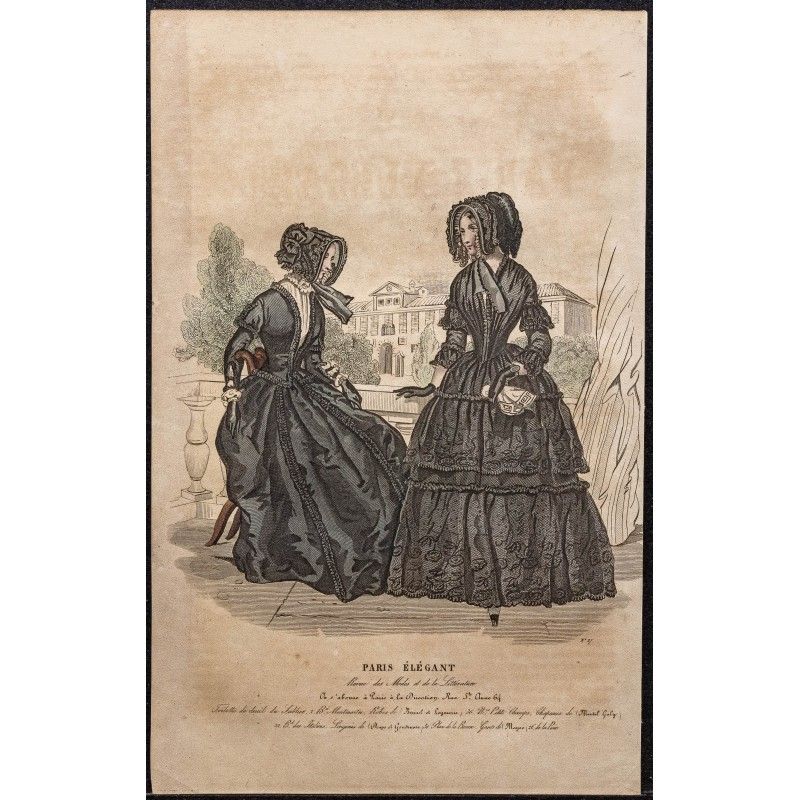 Gravure de 1844 - Gravure de mode du paris élégant - 1