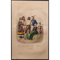 Gravure de 1862 - Costumes européens - 1