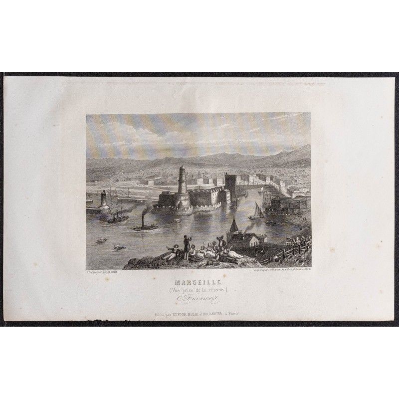 Gravure de 1862 - Vue de Marseille - 1