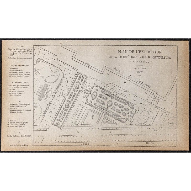 Gravure de 1887 - Exposition de la société nationale d'horticulture - 1