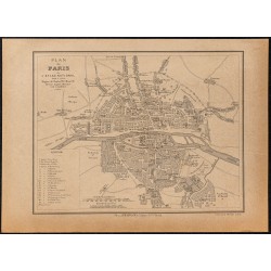 Gravure de 1896 - Plan de Paris entre 1420 et 1590 - 1
