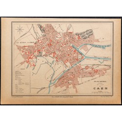 Gravure de 1896 - Plan de Caen - 1