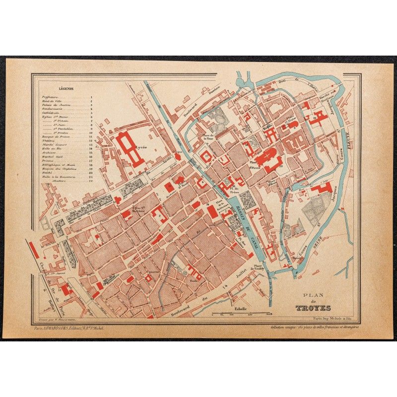 Gravure de 1896 - Plan de Troyes - 1