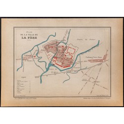 Gravure de 1896 - Plan de La Fère dans l'Aisne - 1