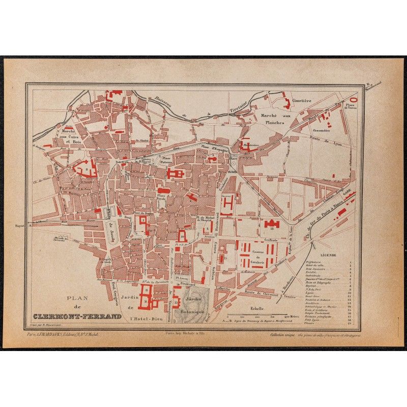 Gravure de 1896 - Plan de Clermont-Ferrand - 1