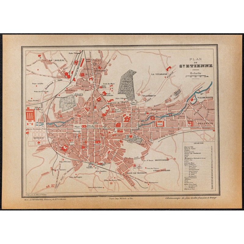 Gravure de 1896 - Plan de Saint-Étienne - 1