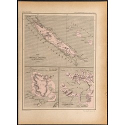 Gravure de 1896 - Carte de la Nouvelle Calédonie - 1