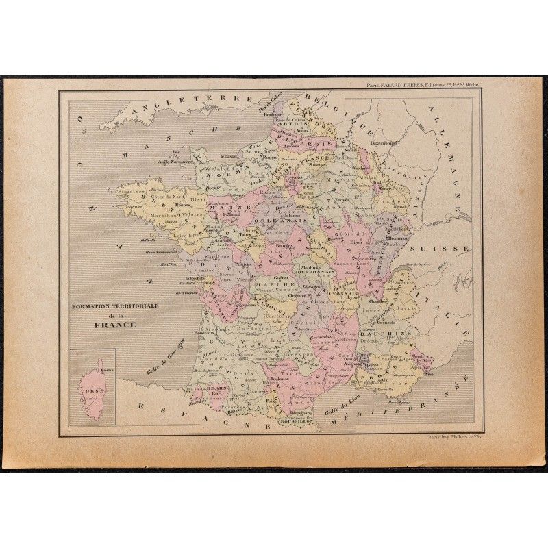 Gravure de 1896 - Formation territoriale de la France - 1