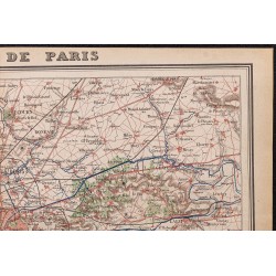 Gravure de 1896 - Carte des environs de Paris - 3