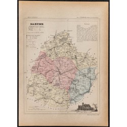 Gravure de 1896ca - Sarthe (Département) - 1