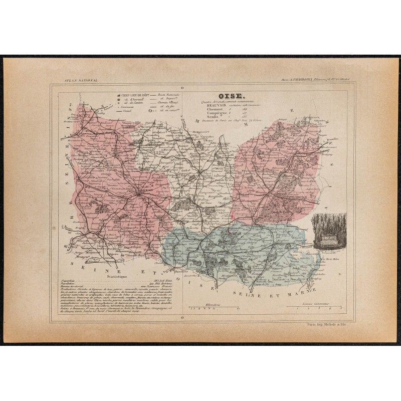 Gravure de 1896ca - Oise (Département) - 1