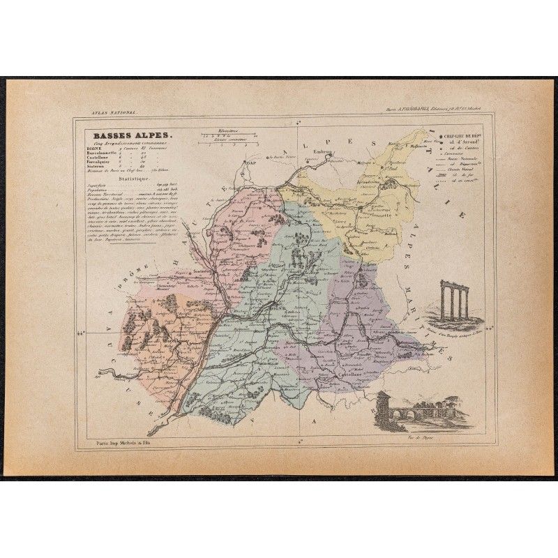 Gravure de 1896ca - Yonne (Département) - 1