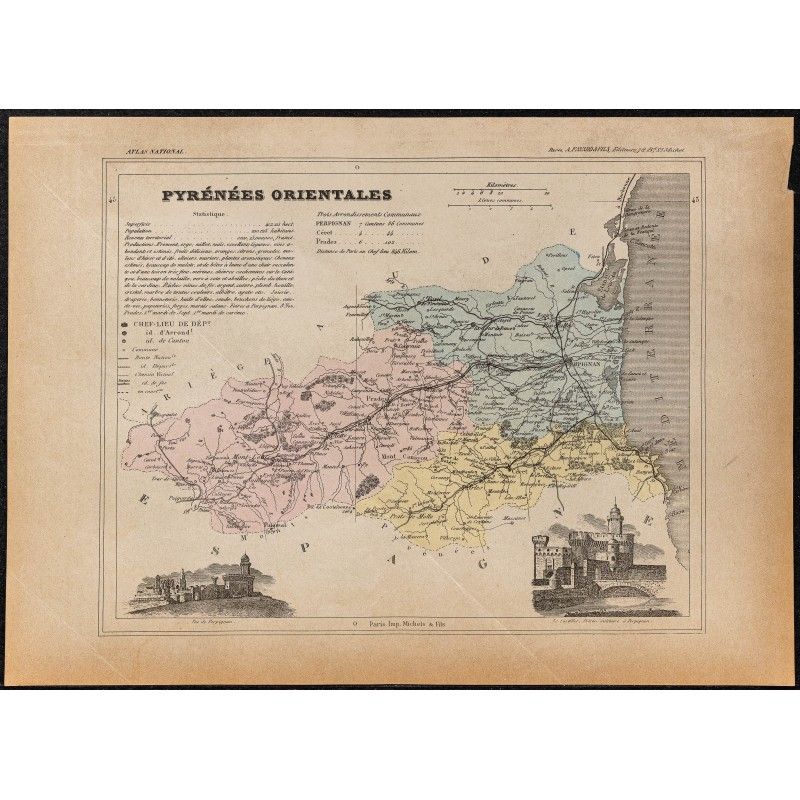 Gravure de 1896ca - Pyrénées orientales (Département) - 1