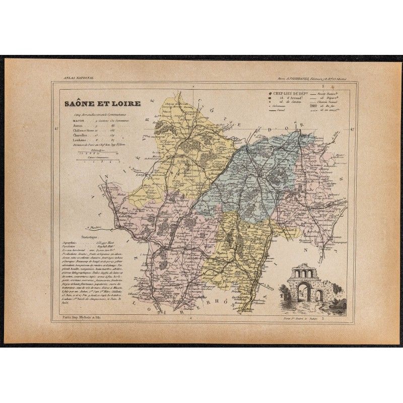 Gravure de 1896ca - Saône-et-Loire (Département) - 1