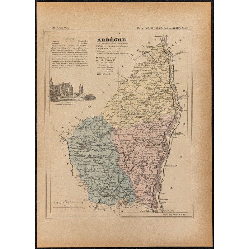 Gravure de 1896ca - Ardèche (Département) - 1