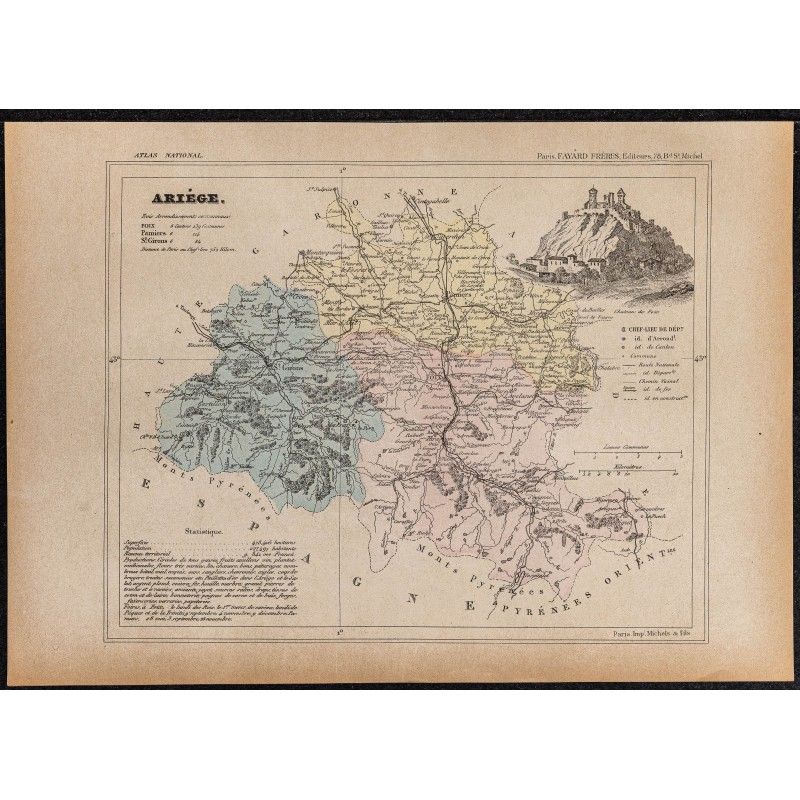 Gravure de 1896ca - Ariège (Département) - 1