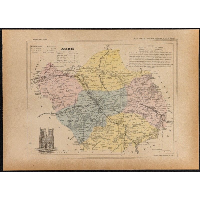 Gravure de 1896ca - Aube (Département) - 1