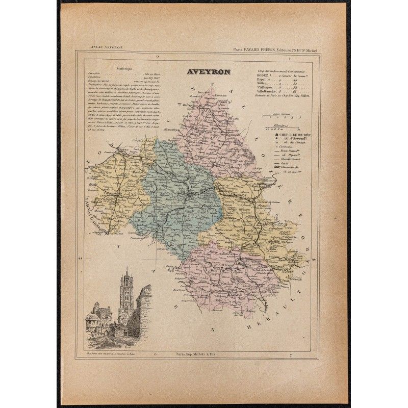 Gravure de 1896ca - Aveyron (Département) - 1