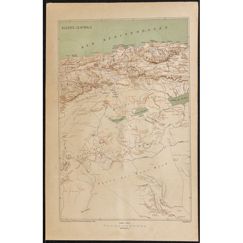 Gravure de 1883 - Carte de l'Algérie centrale - 1