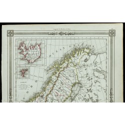 Gravure de 1846 - Suède et Norwege & Danemark - 2