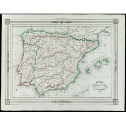 Gravure de 1846 - Espagne et Portugal - 1