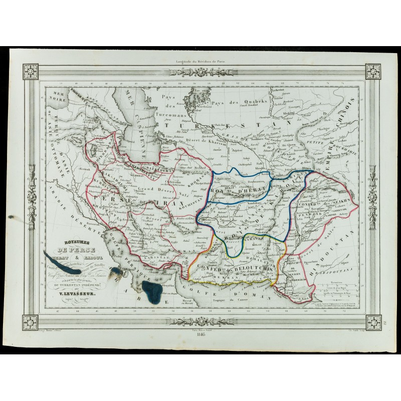 Gravure de 1846 - Iran - Royaumes de Perse - 1