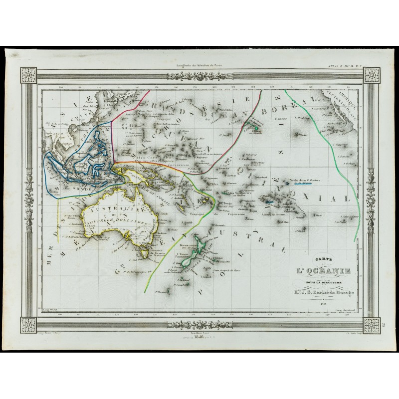 Gravure de 1846 - Carte de l'Océanie - 1