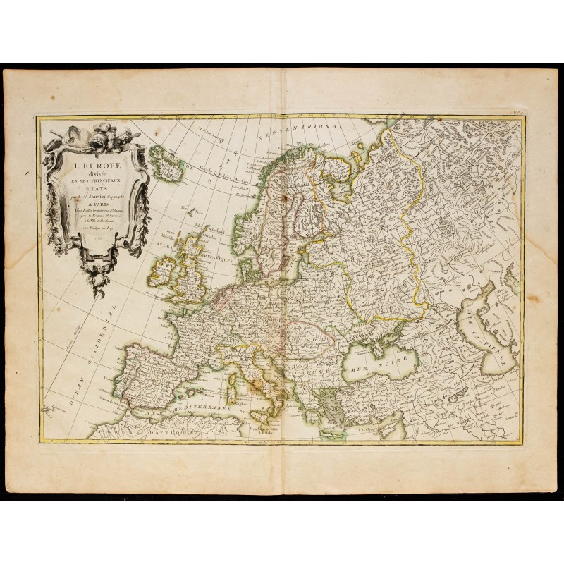 Gravure de 1780 - Europe divisée en ses principaux états - 1