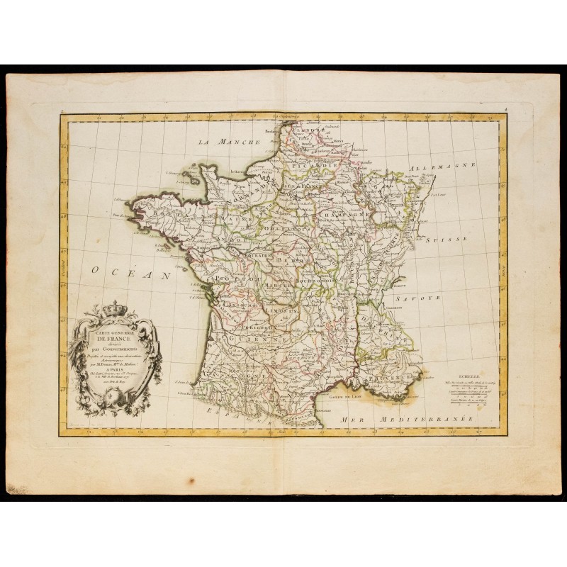 Gravure de 1780 - Carte générale de France - 1