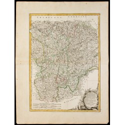 Gravure de 1780 - Carte des Gouvernements de Bourgogne et Franche-Comté - 1