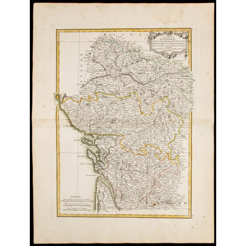 Gravure de 1780 - Carte du Gouvernement de Touraine - 1