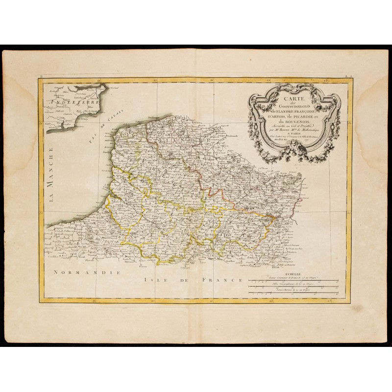 Gravure de 1780 - Gouvernements de Flandre Française et Picardie ... - 1