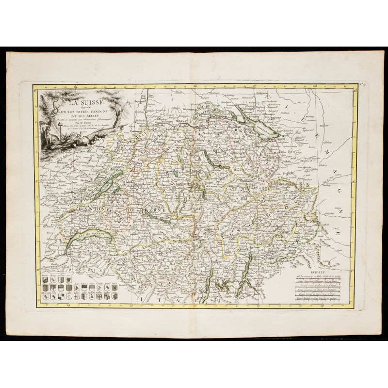 Gravure de 1780 - Carte de la Suisse - 1