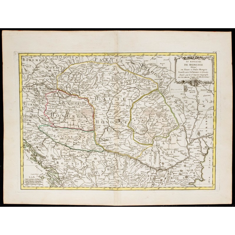 Gravure de 1780 - Carte du Royaume de Hongrie - 1