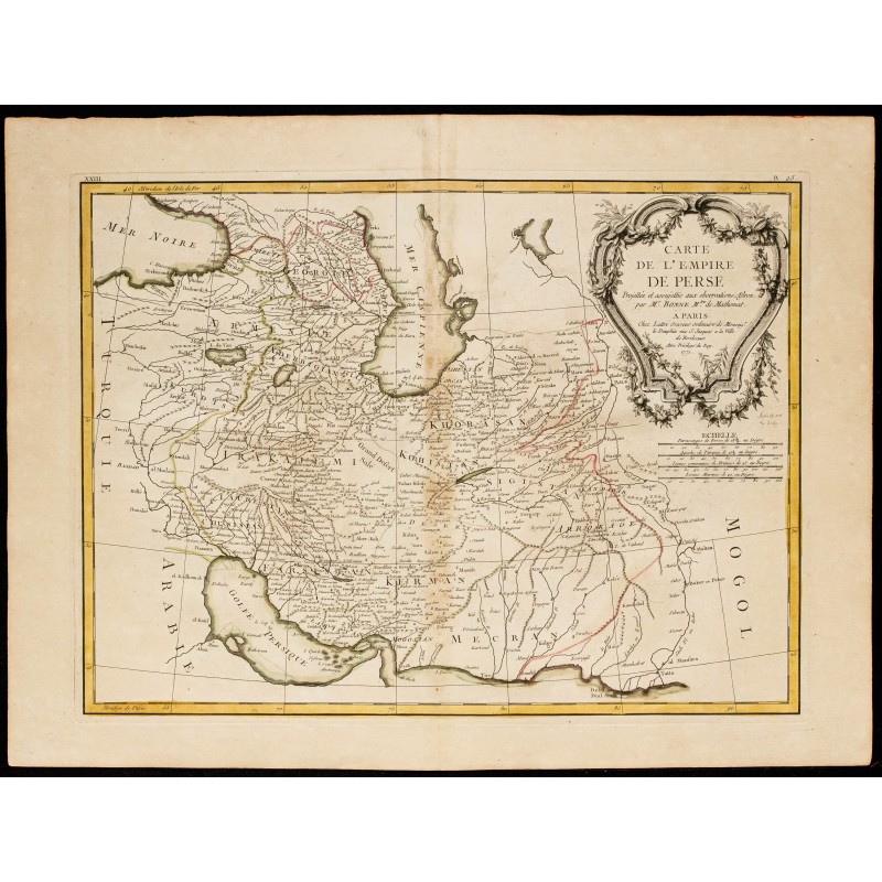 Gravure de 1780 - Carte de l'Empire Perse - 1